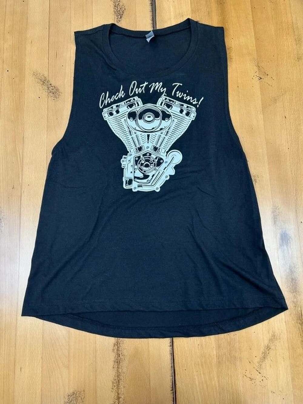 Next Level Apparel Black Tank Top Check Out My Twins Size L
